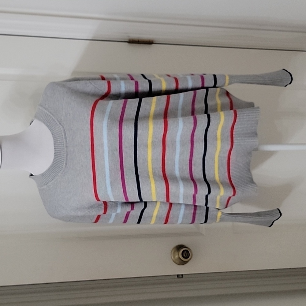 La Ligne for Target Gray Sweater with Multi-Color Stripes, Long Sleeve, EUC